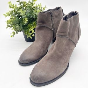 Tesori Womens Leather Ankle Boots Size 11 Brown Gray Taupe Heeled